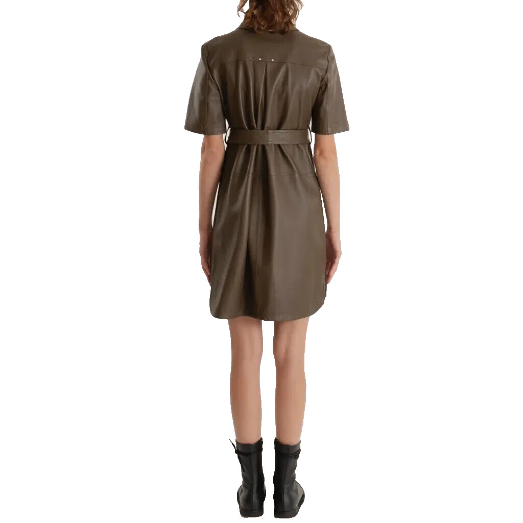 🌟 Sportmax by MAX MARA Nappa LEATHER Dress Usa2_ It36_ De32_ Uk4_ Fr34