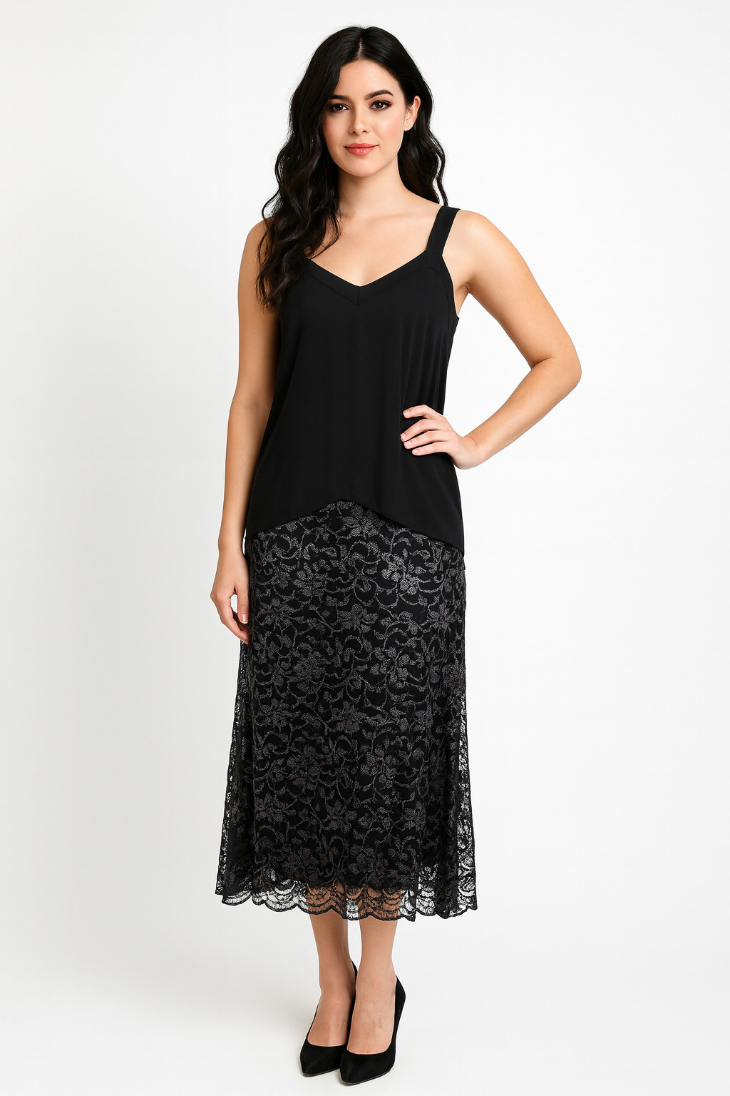 Gilbert MermaidBlack Sheer Lace Maxi Slip Dress Lingerie Goth Y2K Babydoll Roses