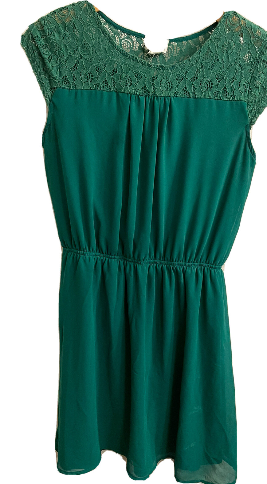 One Clothing Women Green Lace Cap Sleeve Dress Size Medium EUC