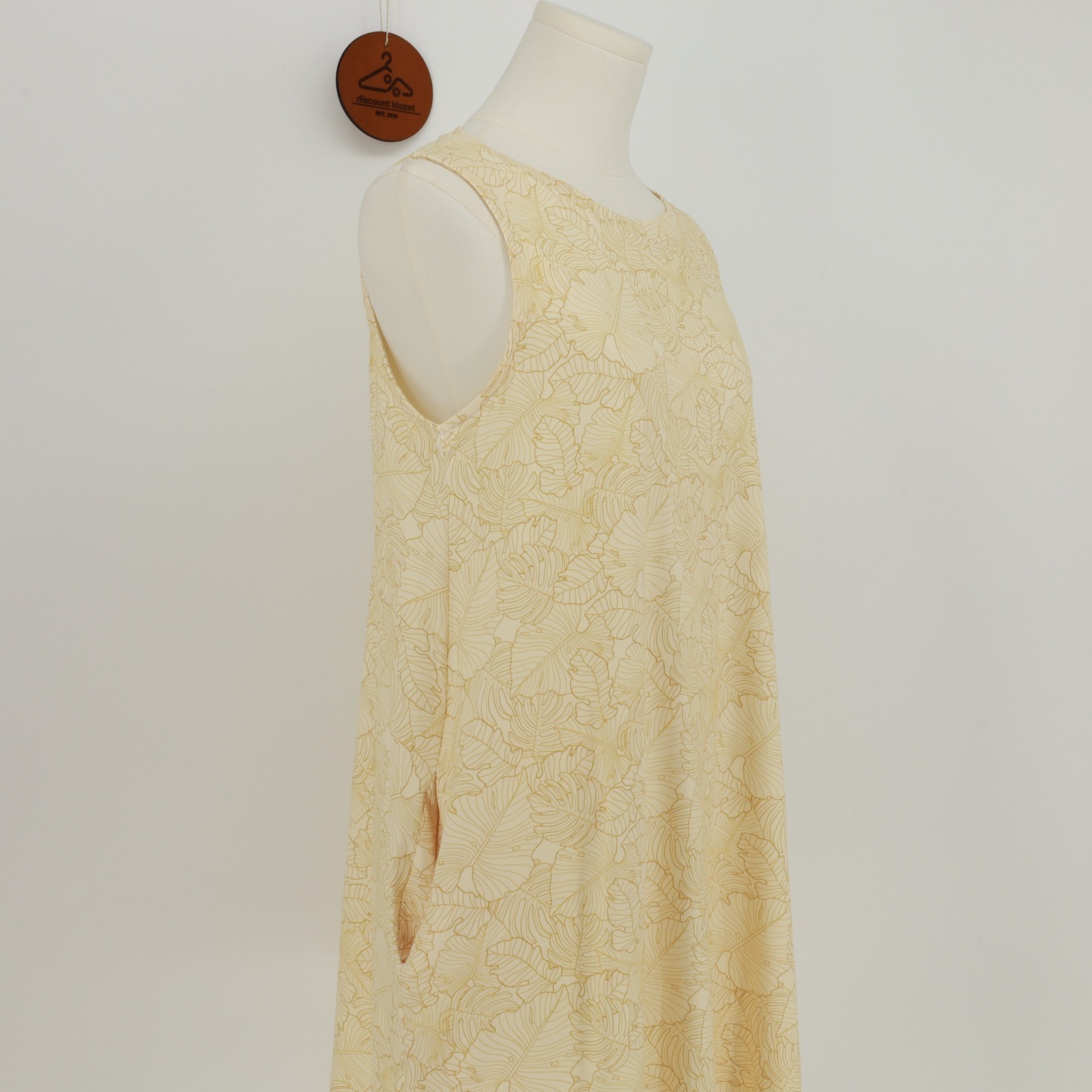 Palmwave Hawaii Yellow Monstera Leaf Print Sleeveless Shift Dress Size Large