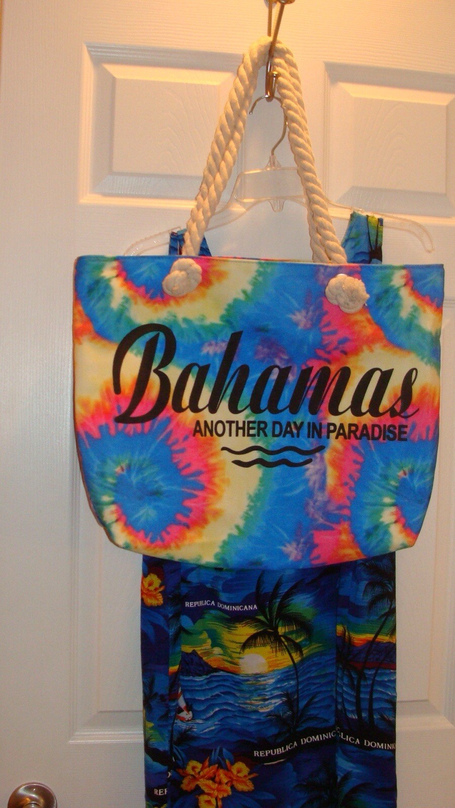 DOMINICANA REPUBLICA~SUN DRESS & MATCHING BEACH BAG~SIZE L~ABOVE KNEE~TANK DRESS