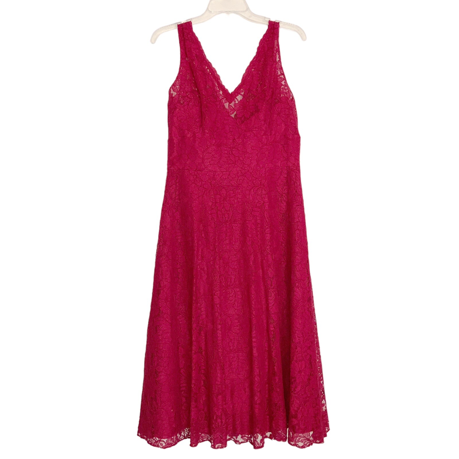 Jasmine Sz 14 Floral LACE DRESS v-neck Red Sleeveless A-Line Empire waist Lined