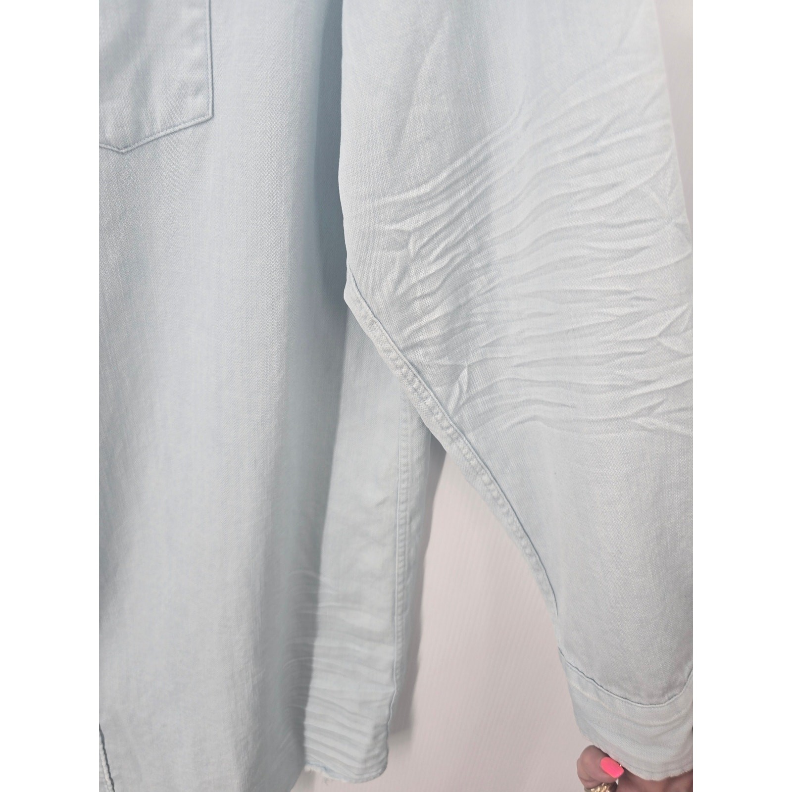 Frank & Eileen Mary Light Blue Distressed Denim Button Shirt Dress Size XL