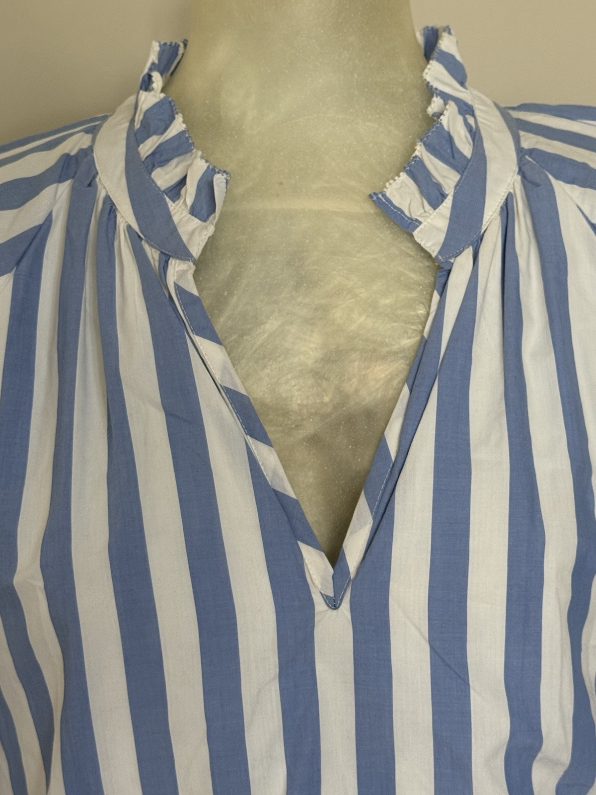 J. Crew SMALL Blue White Tiered Cotton Poplin Dress in Barrie Stripe