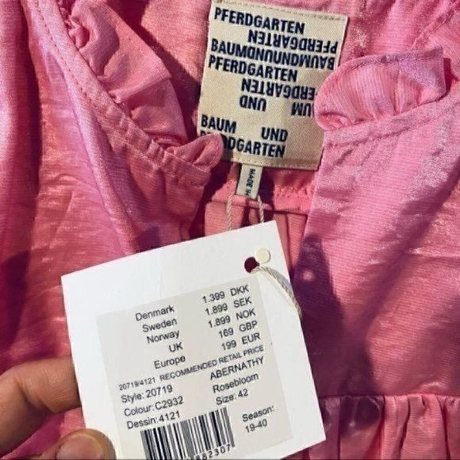Baum und Pferdgarten Abernathy Rosebloom Dress EU 42 US 12 Pink Babydoll