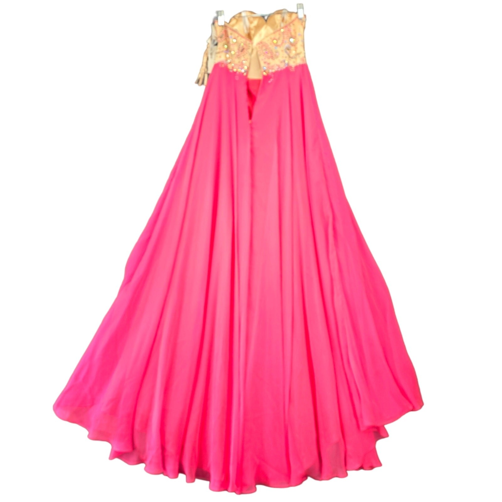 Cassandra Stone Pink Formal Maxi Dress NEW $300 Chiffon Strapless Beads Womens 6