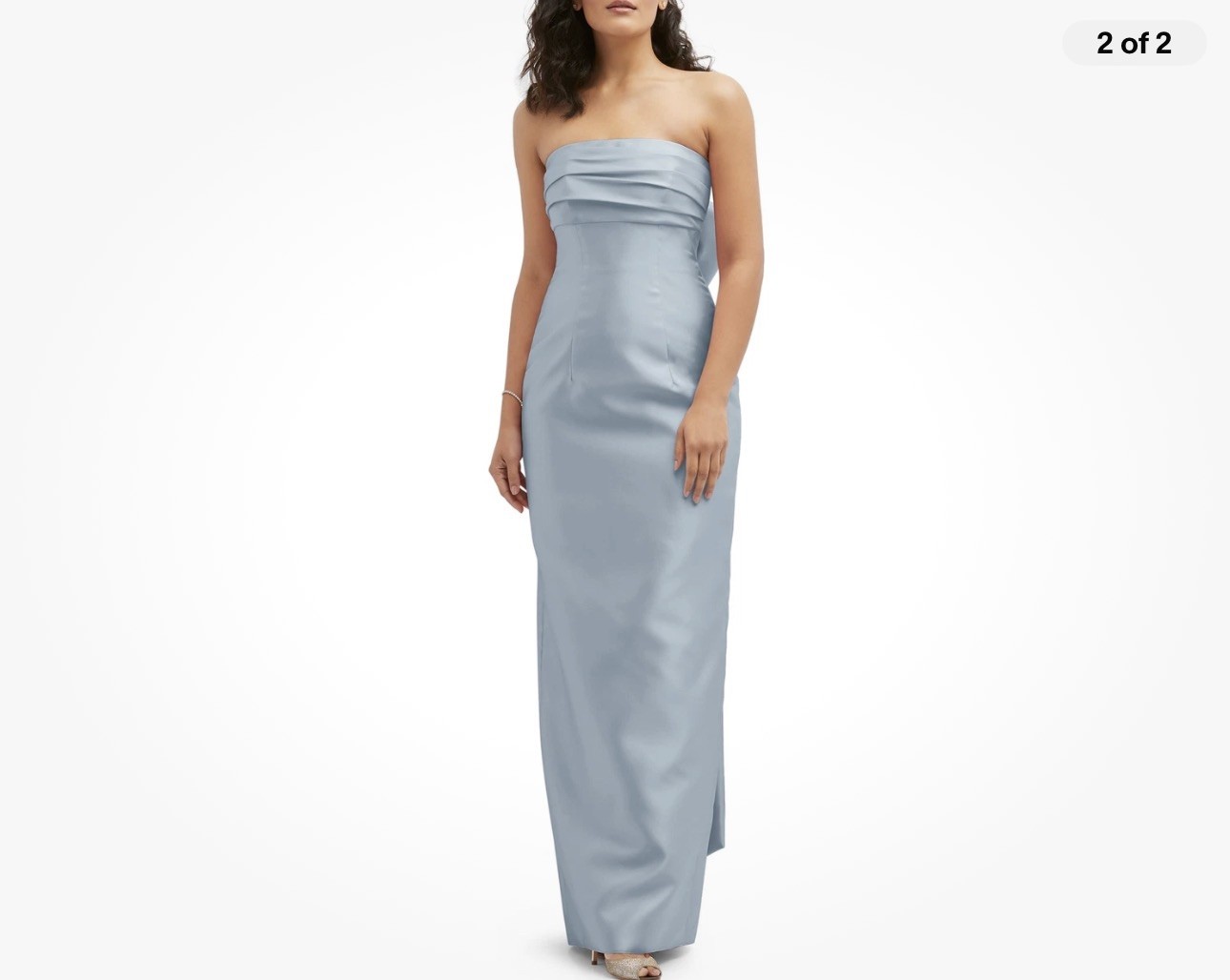 NEW ALFRED SUNG Strapless Bow Back Satin Column GOWN SIZE 4 $289 MIST