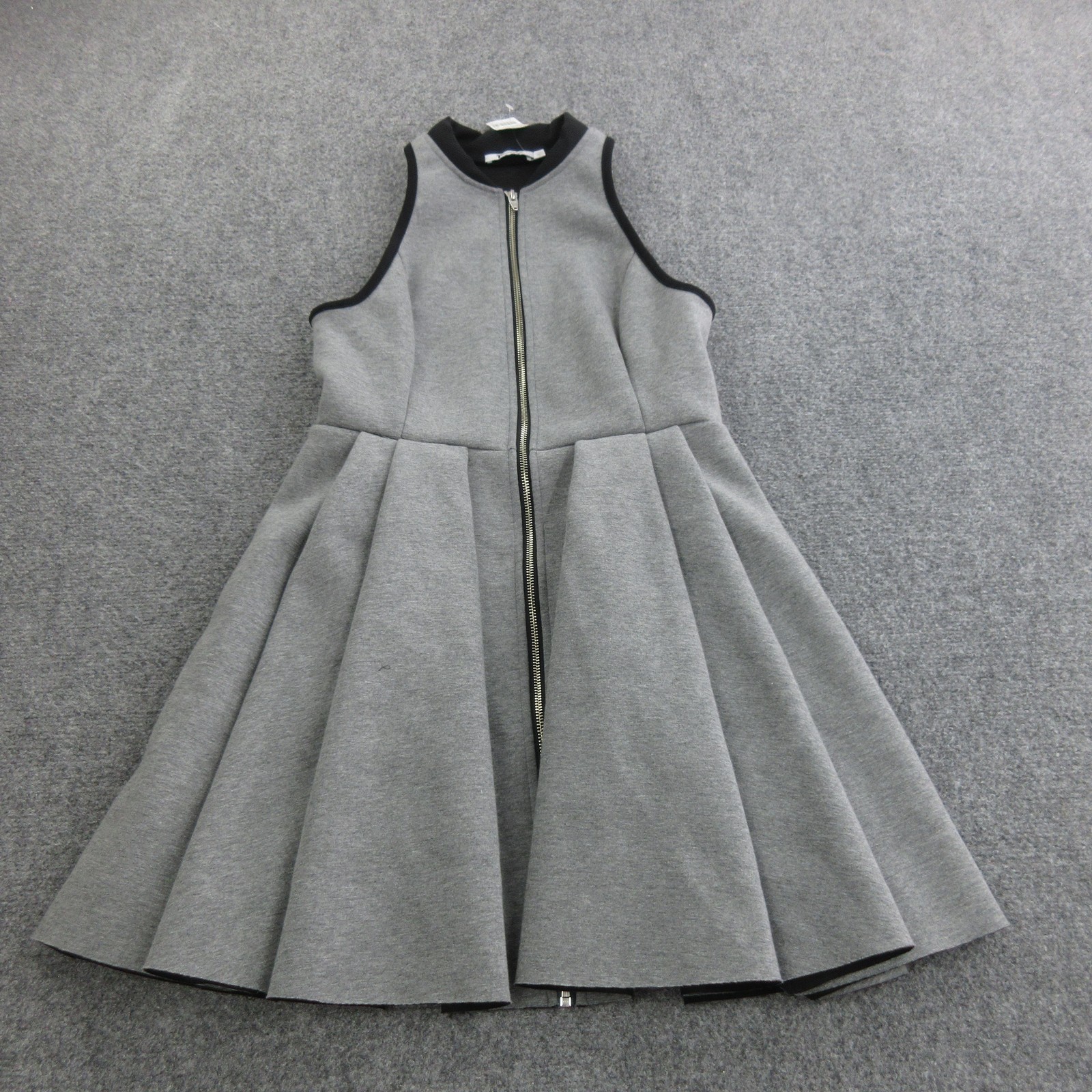 T By Alexander Wang Dress Womens L Gray Knit Zip Front Sleeveless Fit Flare