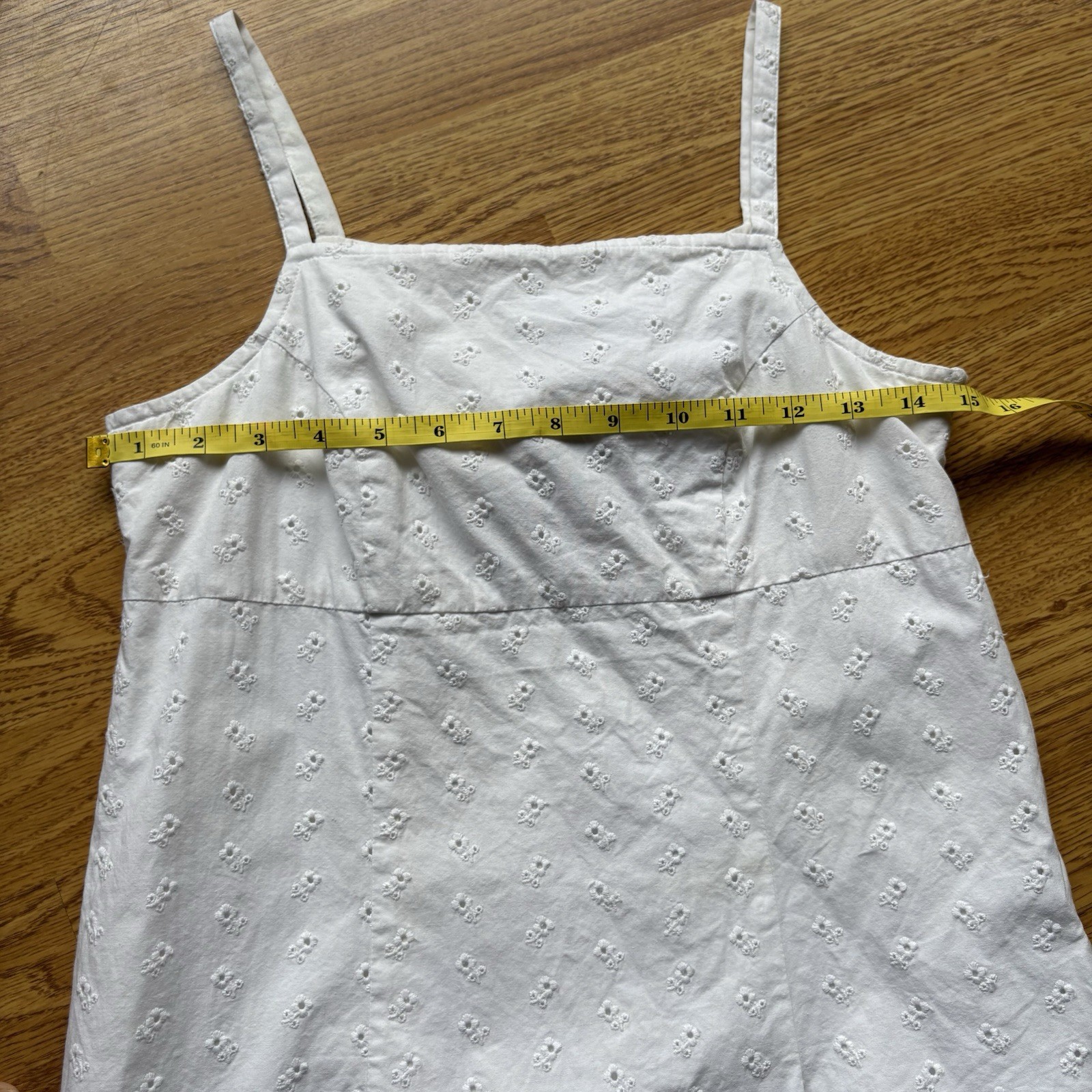 American Eagle Vtg White Eyelet Shift Sundress Summer Cotton Cottagecore Sz 0