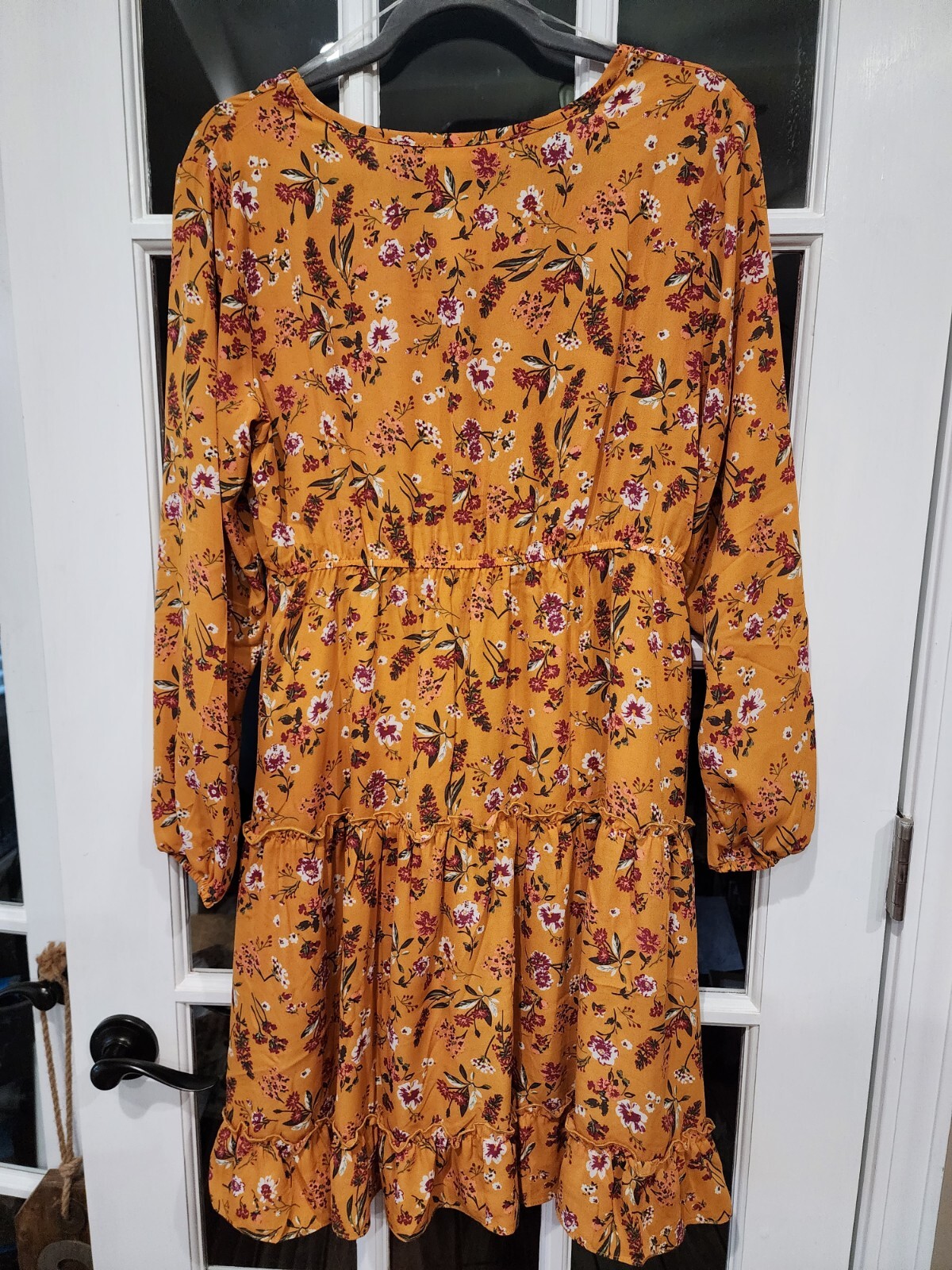 🌼🌷🪻Indigo Soul Peasant Dress Womens Yellow Flowers Size Medium NWT🪻🌷🌼