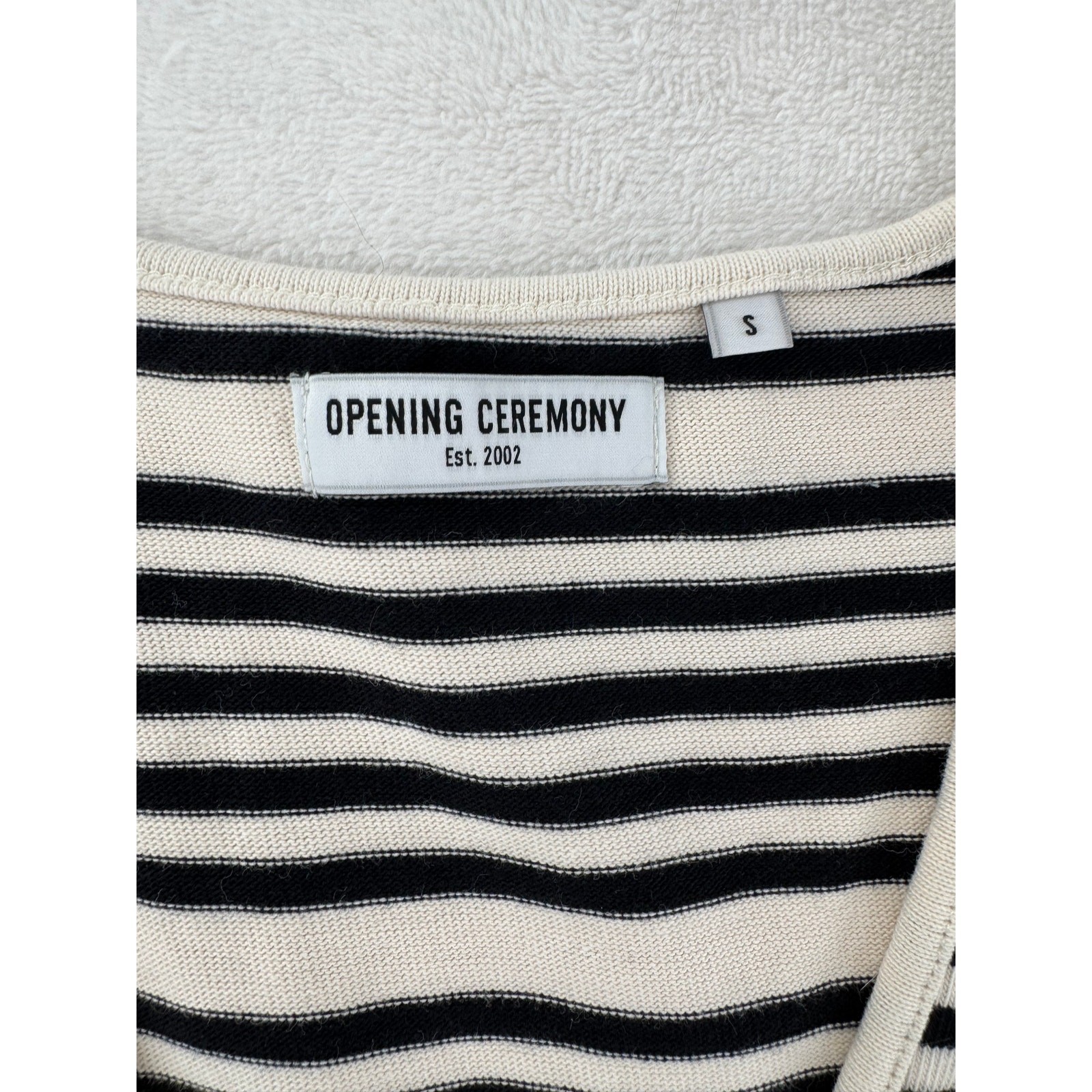 Opening Ceremony Black Ivory Stripe Dress Button Up Sleeveless Mini Small