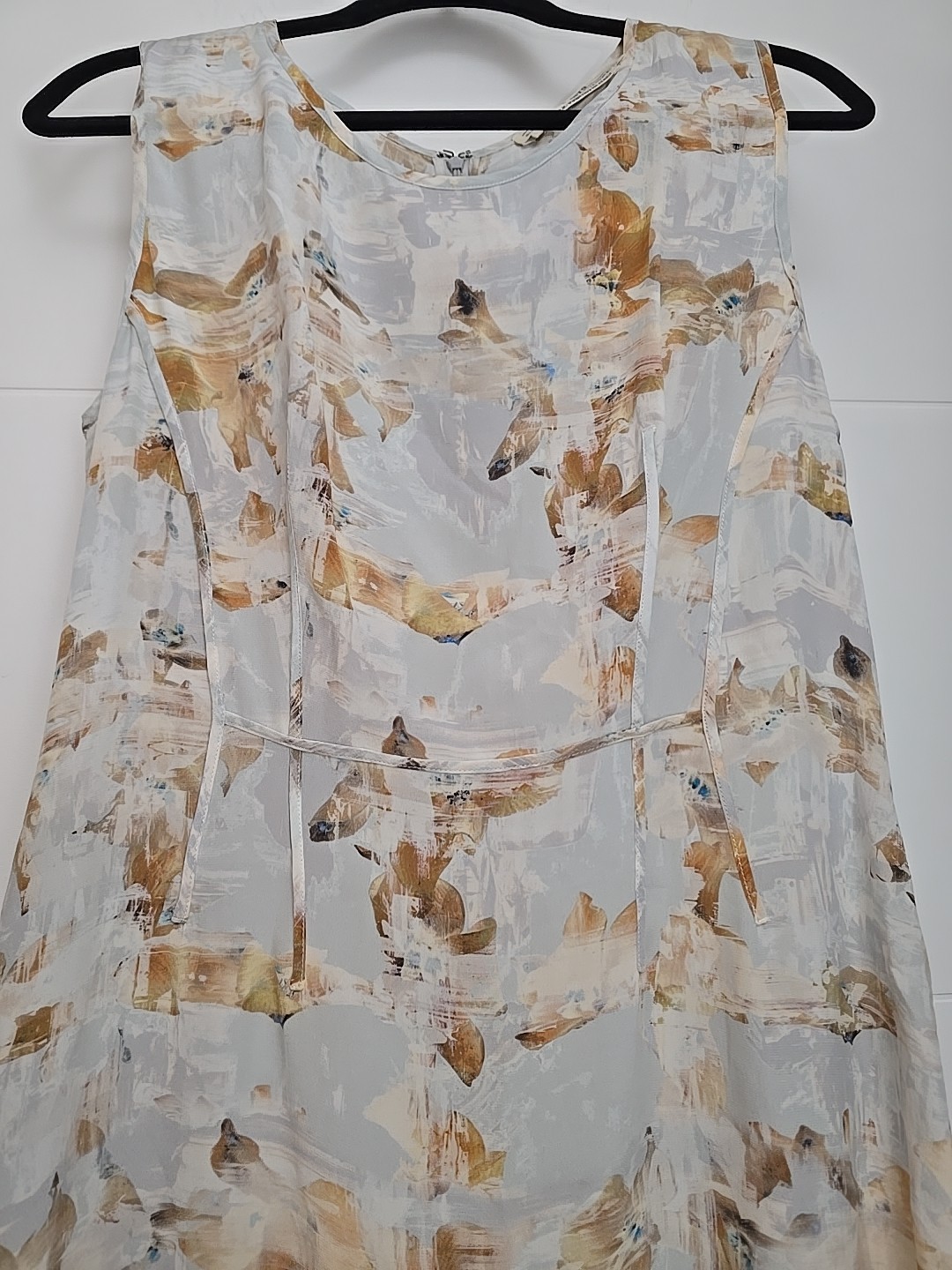 AllSaints Fleur Check Dress 100%Silk Abstract Floral Sleeveless Shift EU42 US 10
