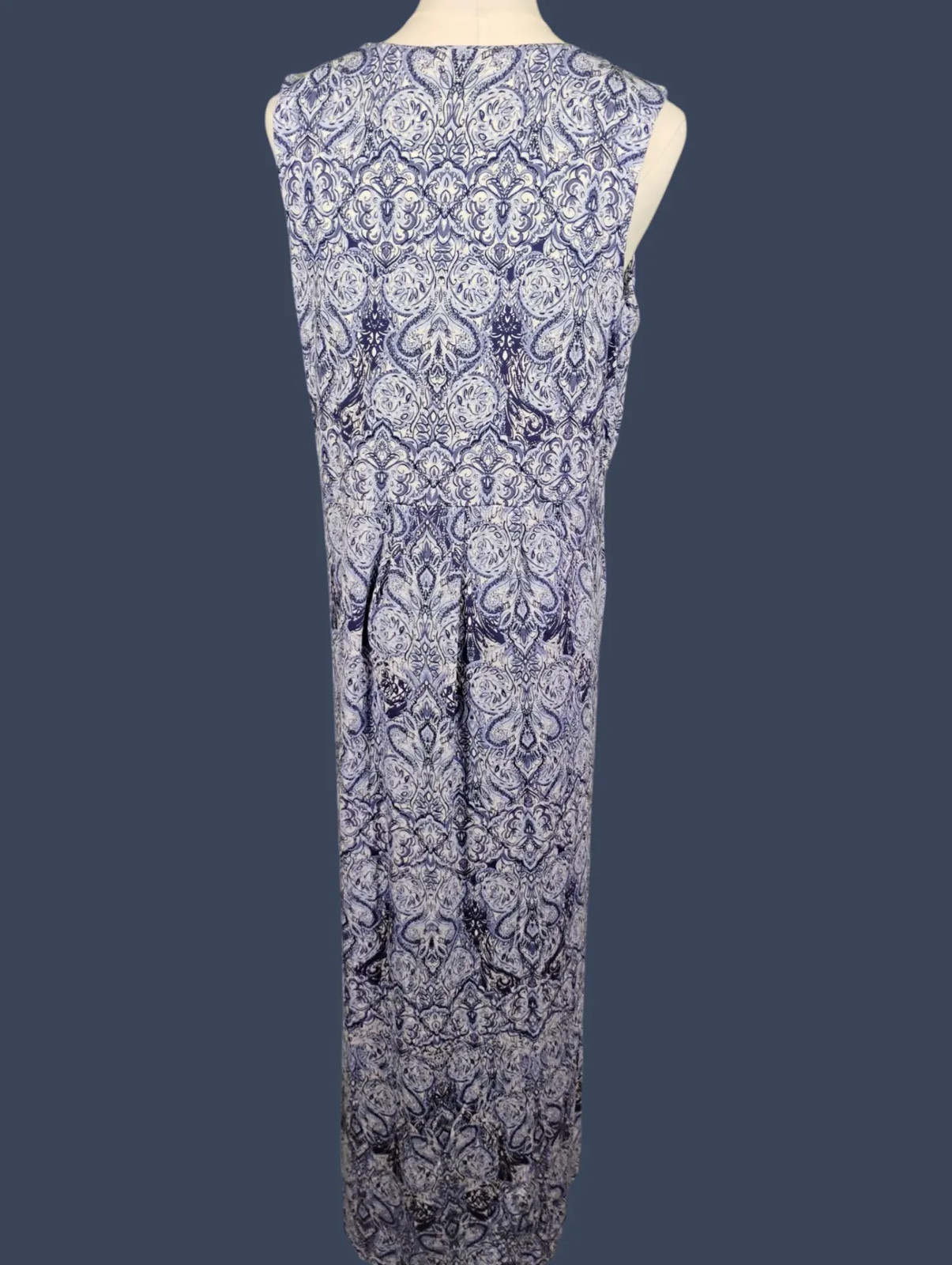 J. Jill Blue White Paisley Sleeveless Maxi Dress M Tall
