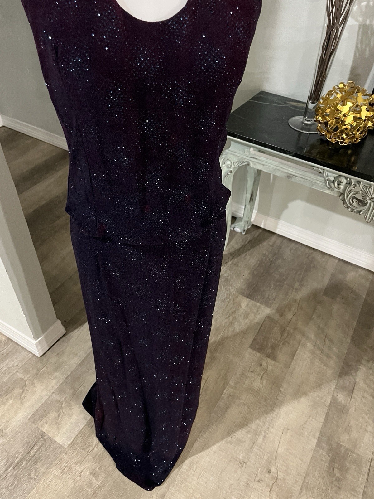 Scott McClintock Millennium 2000 Blue Halter Formal Column Dress Sparkle Sz 14