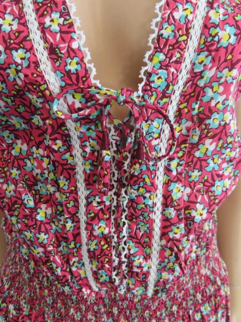 NWT Poupette St Barth Pink Paquerette Anais V Mini Dress Size L
