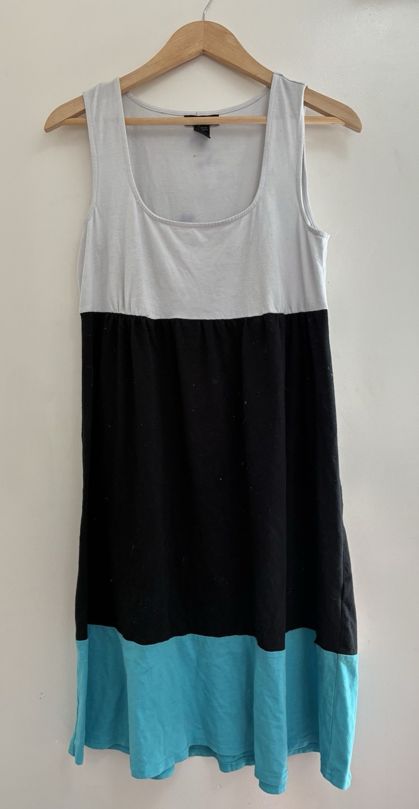 Metrostyle Women’s Colorblock Sheer Cotton Blend Sleeveless Tank Dress White M