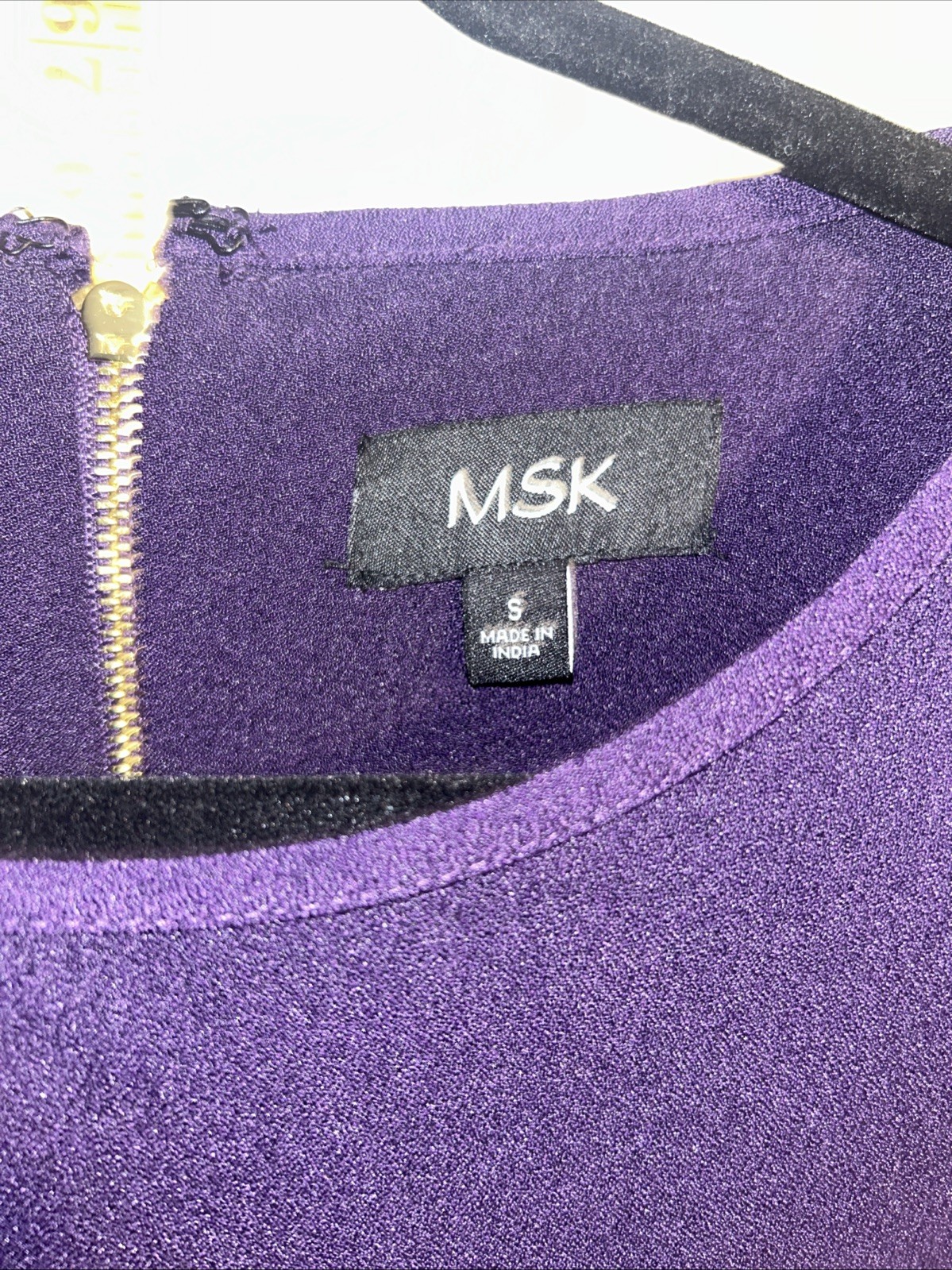 MSK Purple Long Sleeve Boat Neck Shift Dress with Tie Cuff Detail Size S