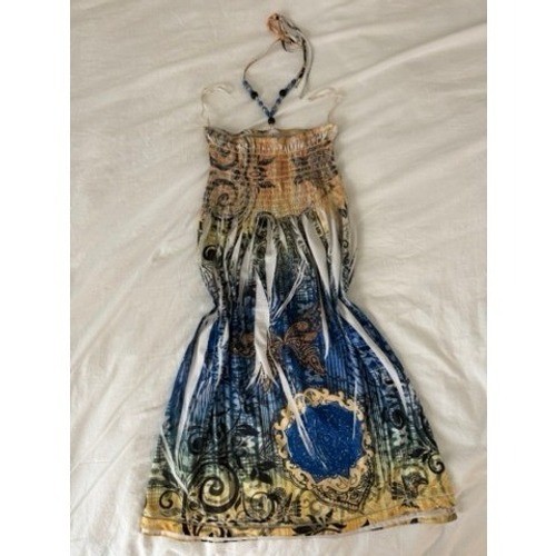 2000s InGear Boho Beaded Halter Summer Dress