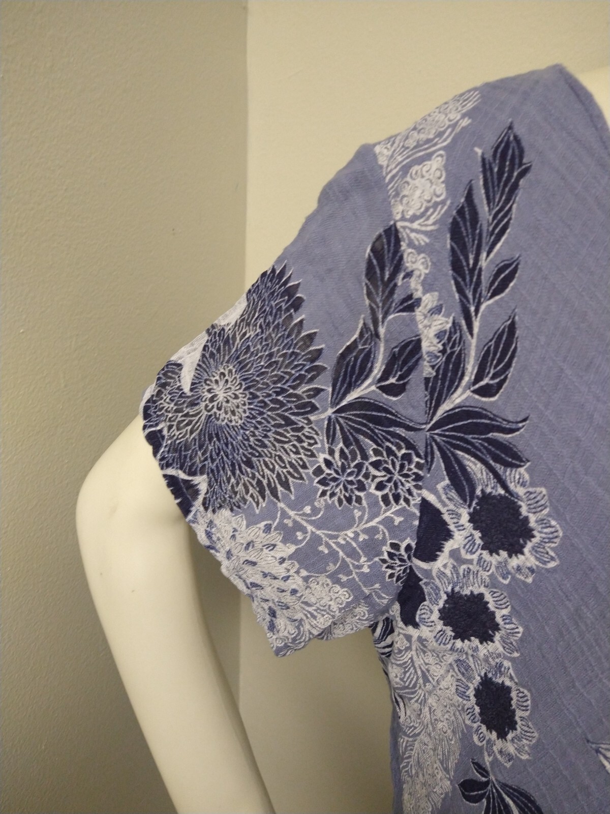Anonymous Made in Italy Blue Floral Tea Dress Womens XL Cotton blend Tiered