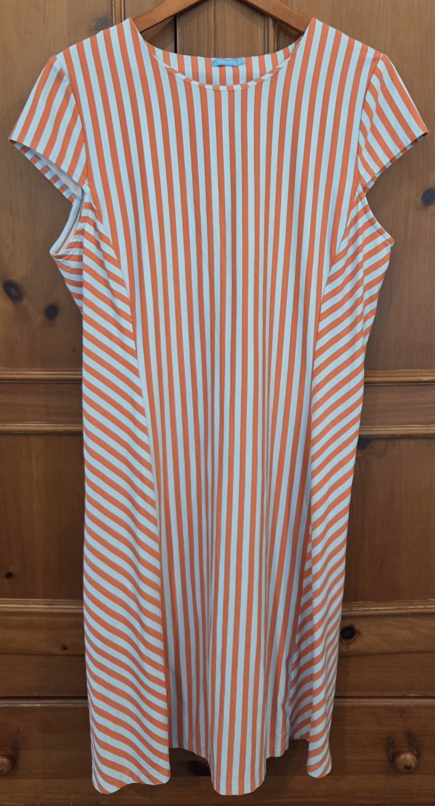 J McLaughlin Womens Orange/Lt. Blue Striped Helena Catalina Jersey Dress XL