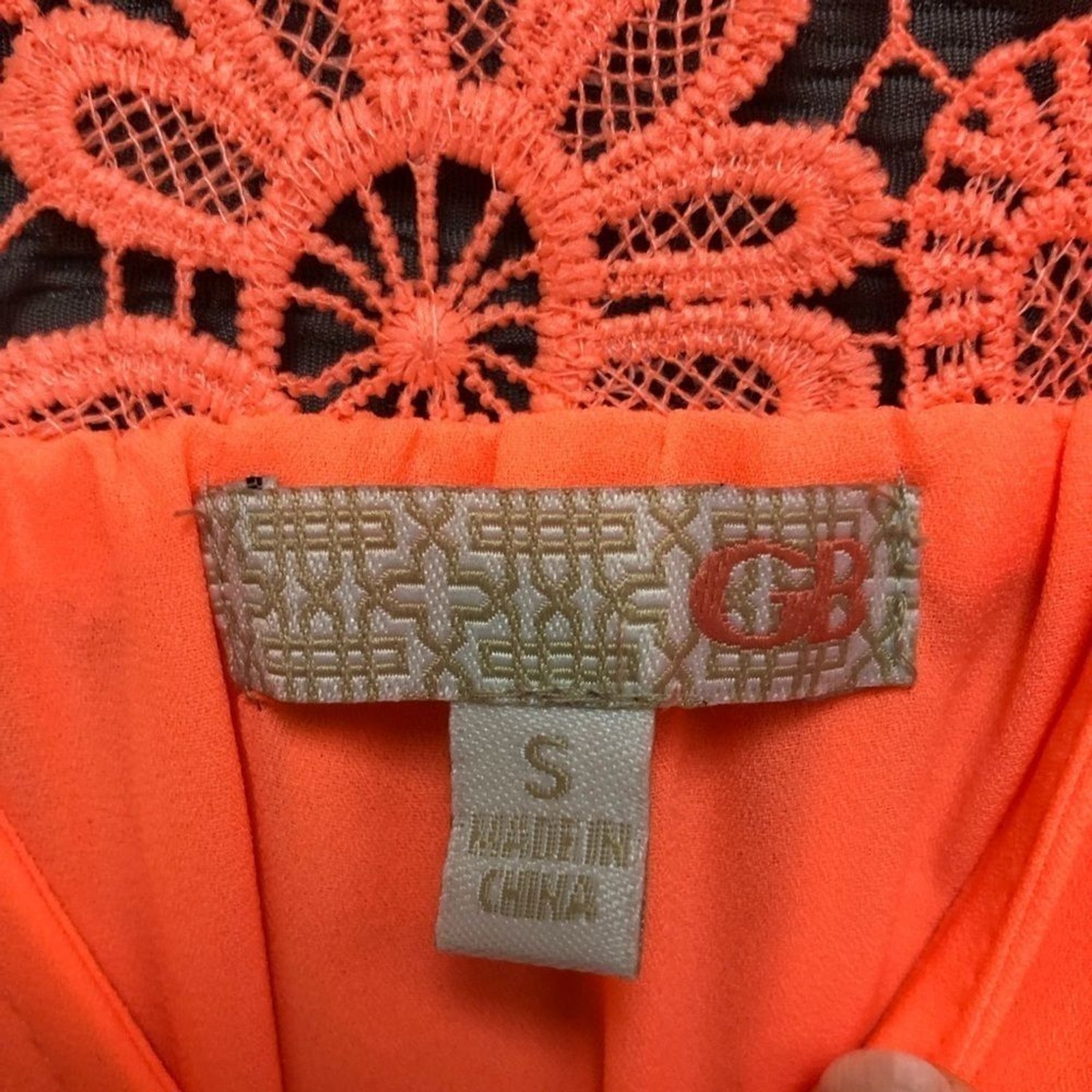 GB small tangerine, orange chiffon cross bodice elastic waist, flare sleeves