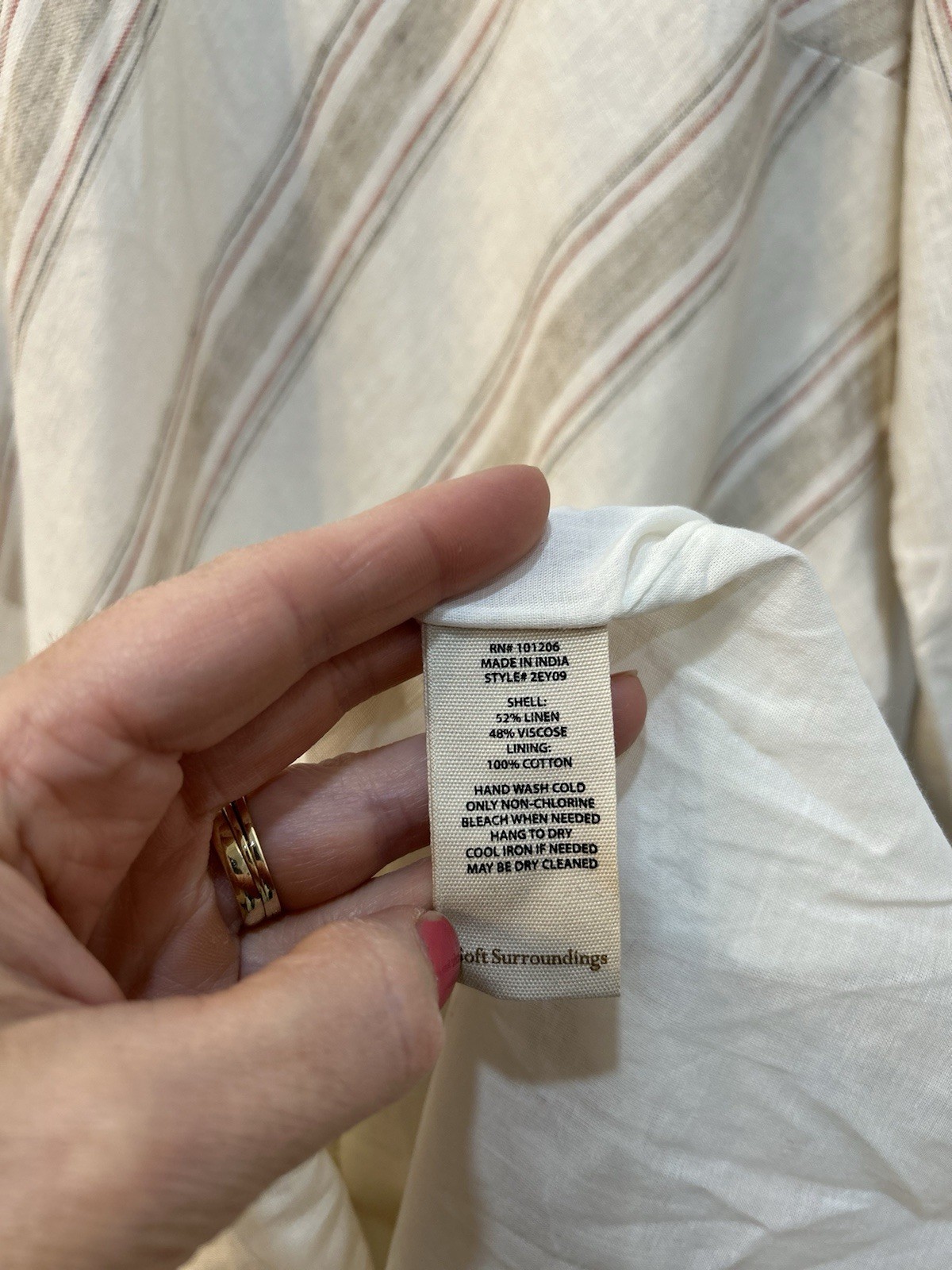 NWT Soft Surroundings Equinox Striped Linen Infused Dress XL Lagenlook Boho