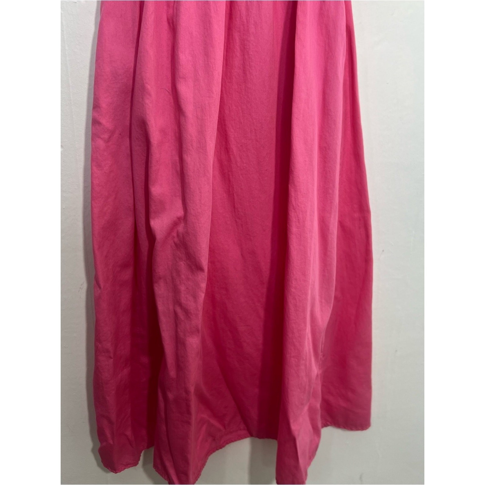 Stark X Pink Ginny Midi Elastic Waist Cotton V Neck Pockets Dress Size Small