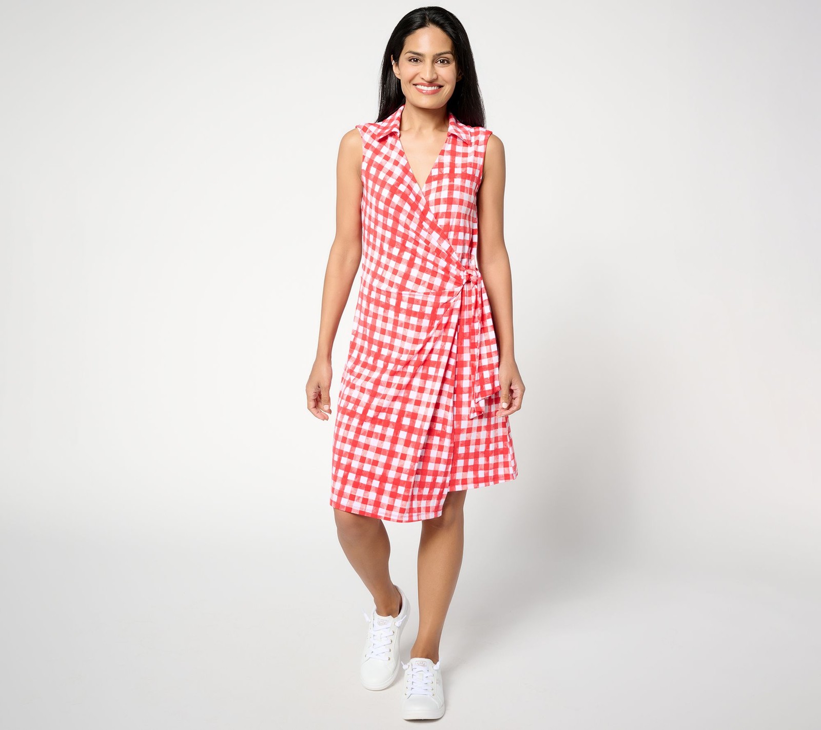 Susan Graver Courtside Social Regular Liquid Knit Skort Dress Coral Flash S New