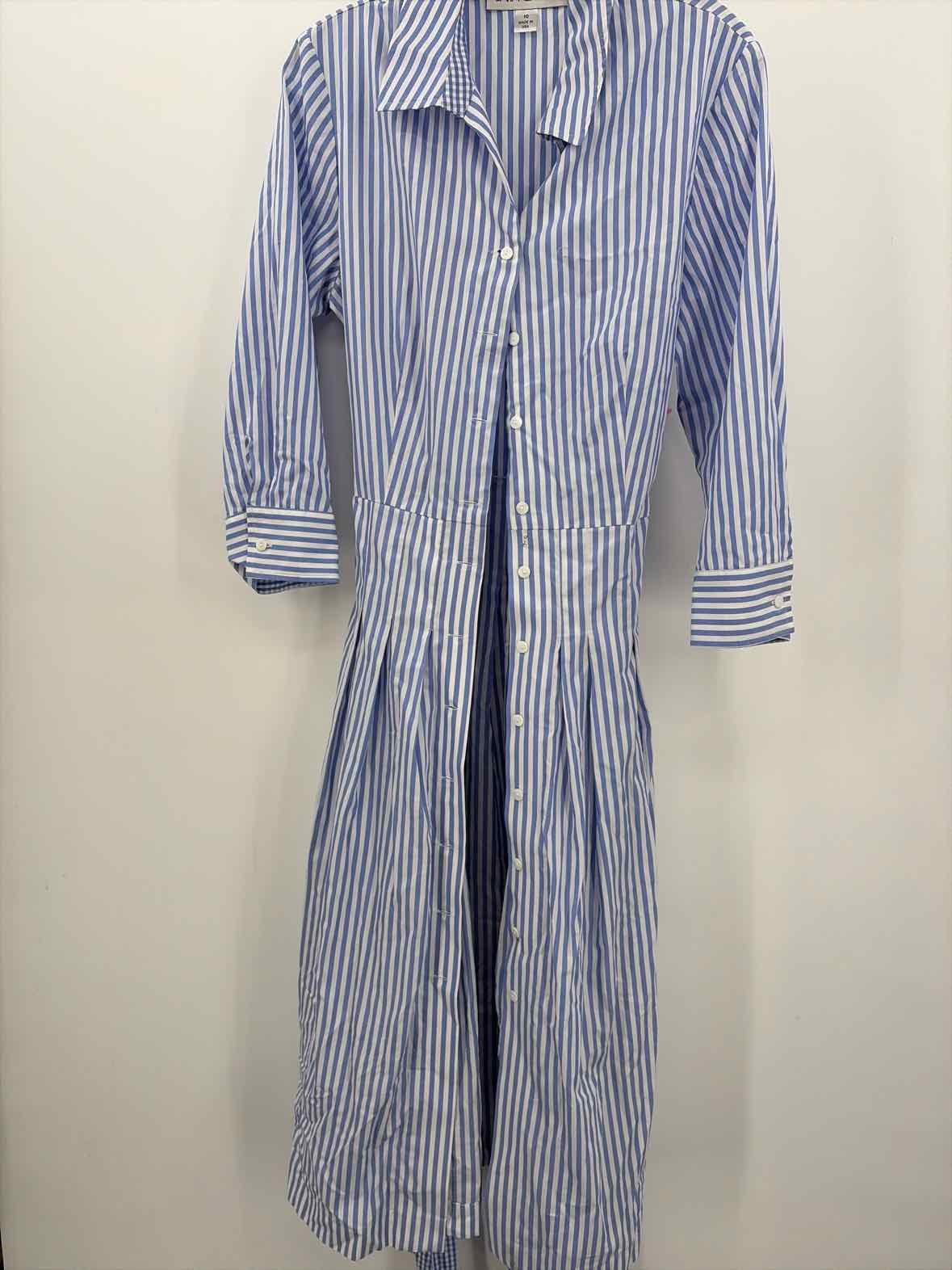 Pre-Owned Sara Campbell Blue Size 10 Stripe Maxi Long Sleeve Dress