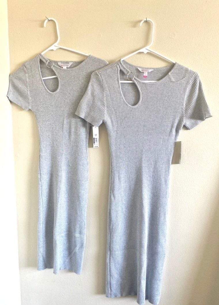 No Bounderies Teardrop Dress – Heather Grey Silver Size L & S