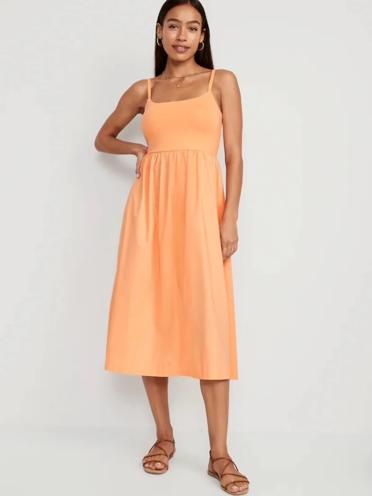 Old Navy Women’s Size XS ~ Fit & Flare Combination Midi Cami Dress $40 NWT