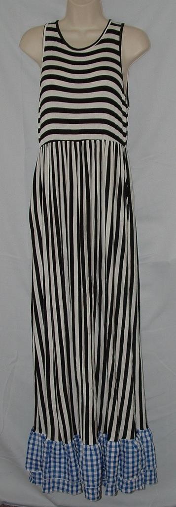 Multicolored Jr Sz Large Sleeveless Soft Stretchy Ruffled Hem Maxi Dress Pockets