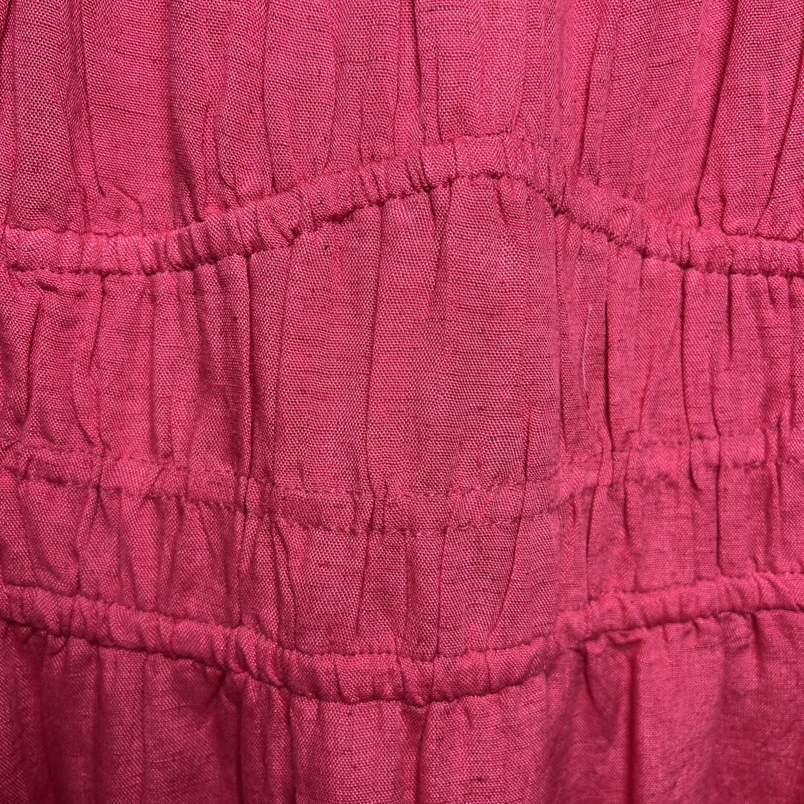 Sim & Sam Linen Blend Puff Sleeve Mini Dress Sundress Size Medium Hot Pink NWT
