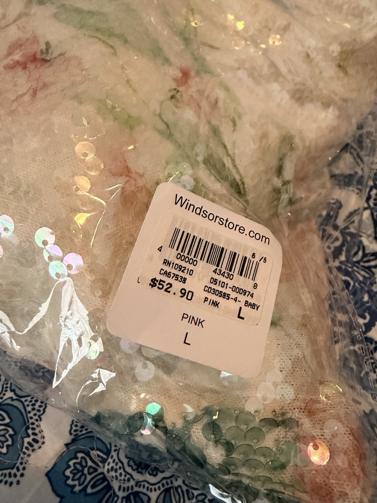 NWT Windsor Lainey Floral Sequin Bow Back Mini Dress, XL