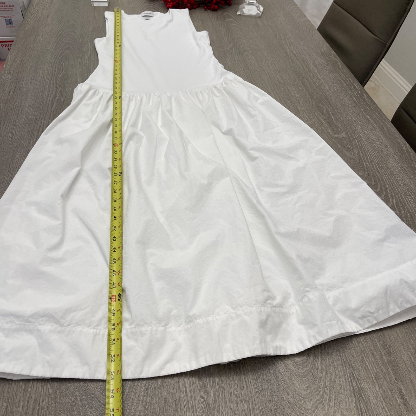 Babaton Aritzia Wordly Poplin Midi Dress Women’s Size L White Drop Waist Lined