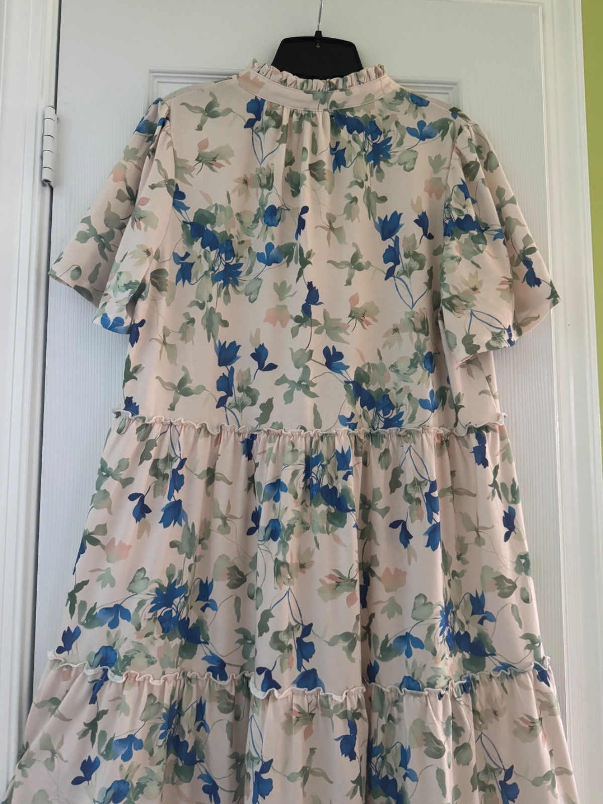 Womens Abstract Floral Soft & Versatile Tiered Pullover SUMMER DRESS Sz L – EUC