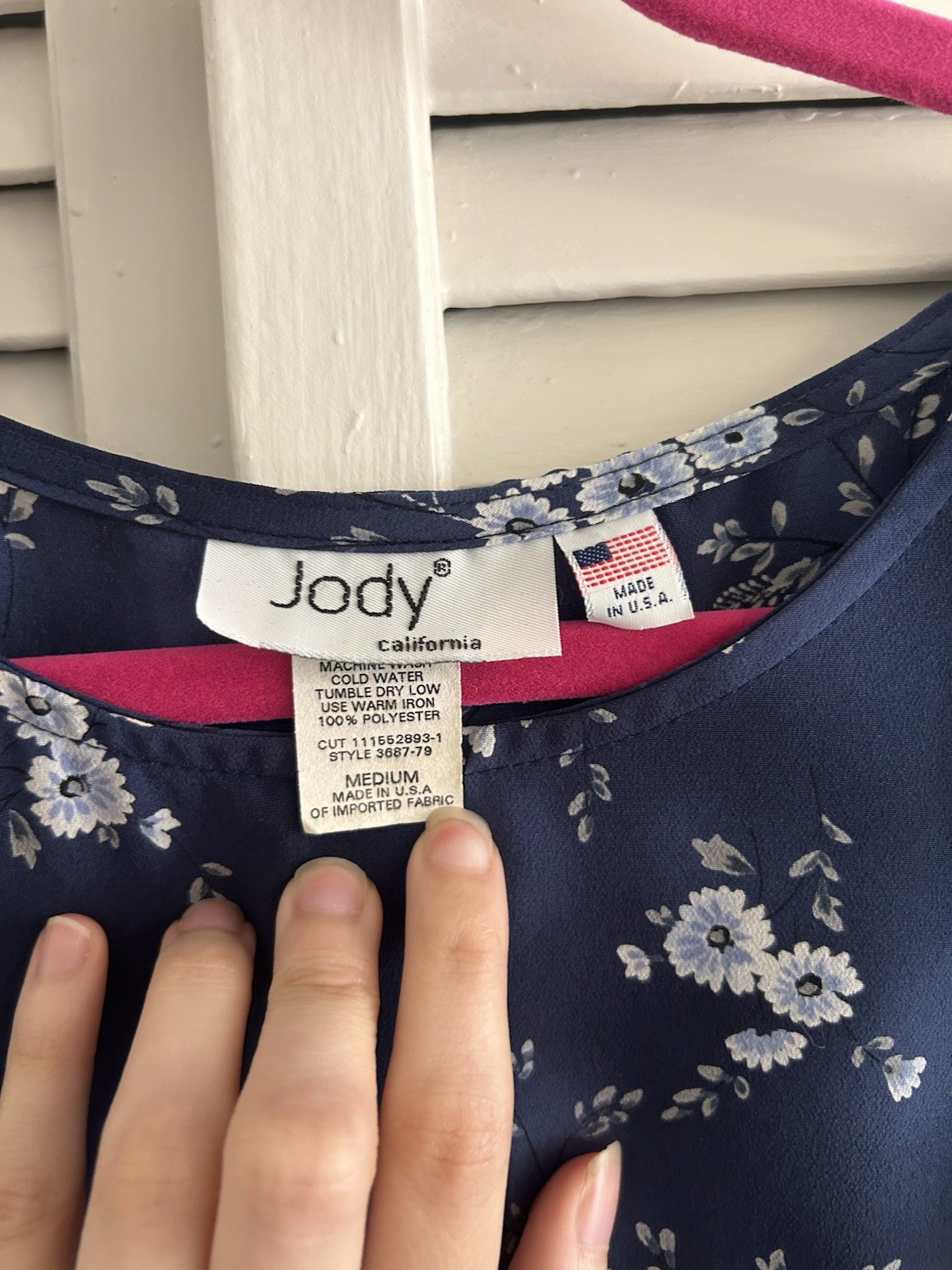 Vintage Jody California Blue Floral Maxi Dress M Tie Waist Cap Sleeve