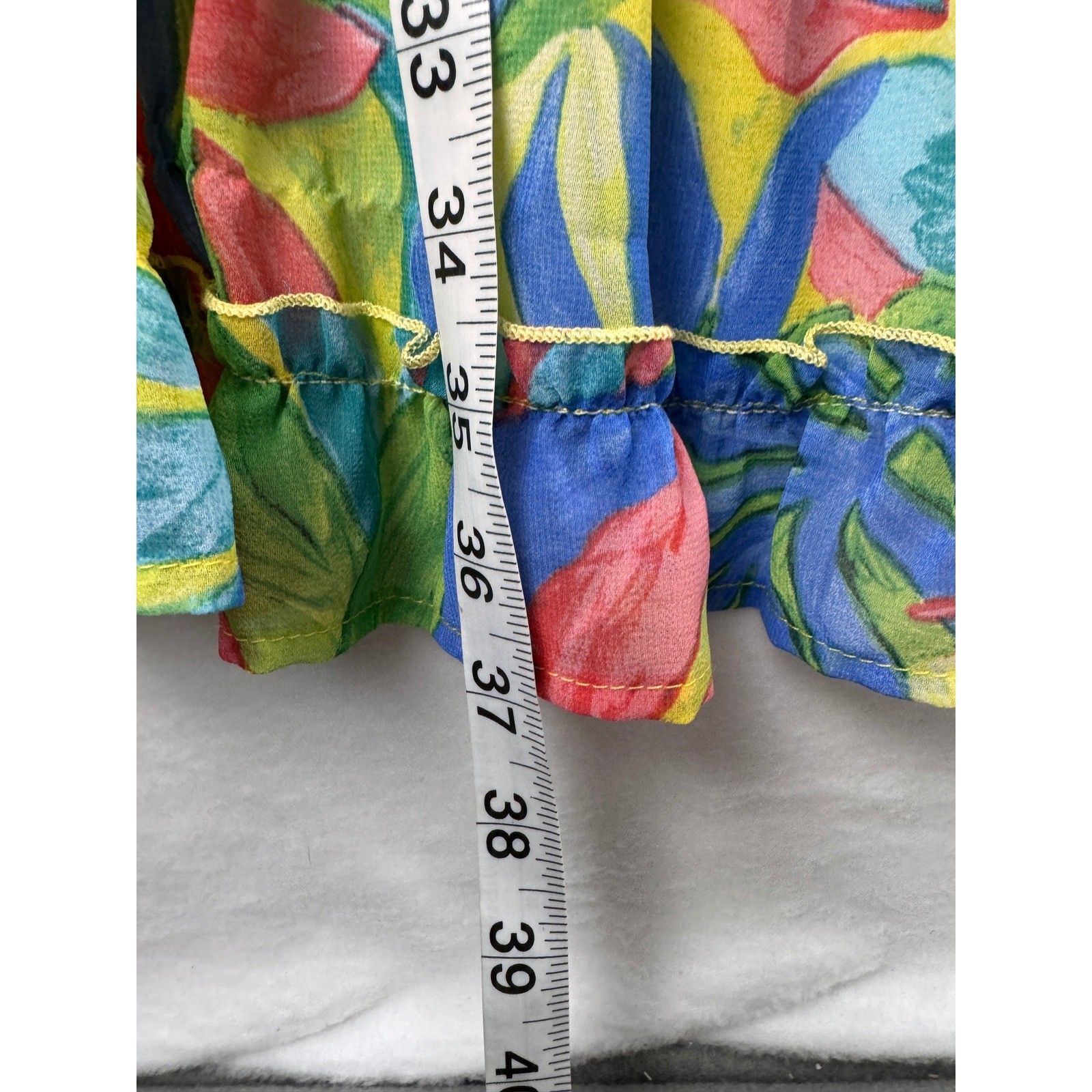 Kylie Paige Womens Tropical Leaf Print Smocked Waist Ruffle Mini Dress Colorful