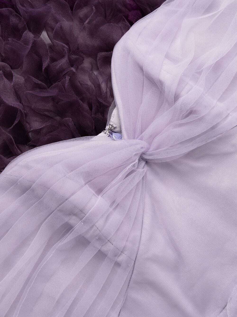 $895 NEW Marchesa Notte Ombre Strapless Tulle Dress Aubergine Purple Lilac 12