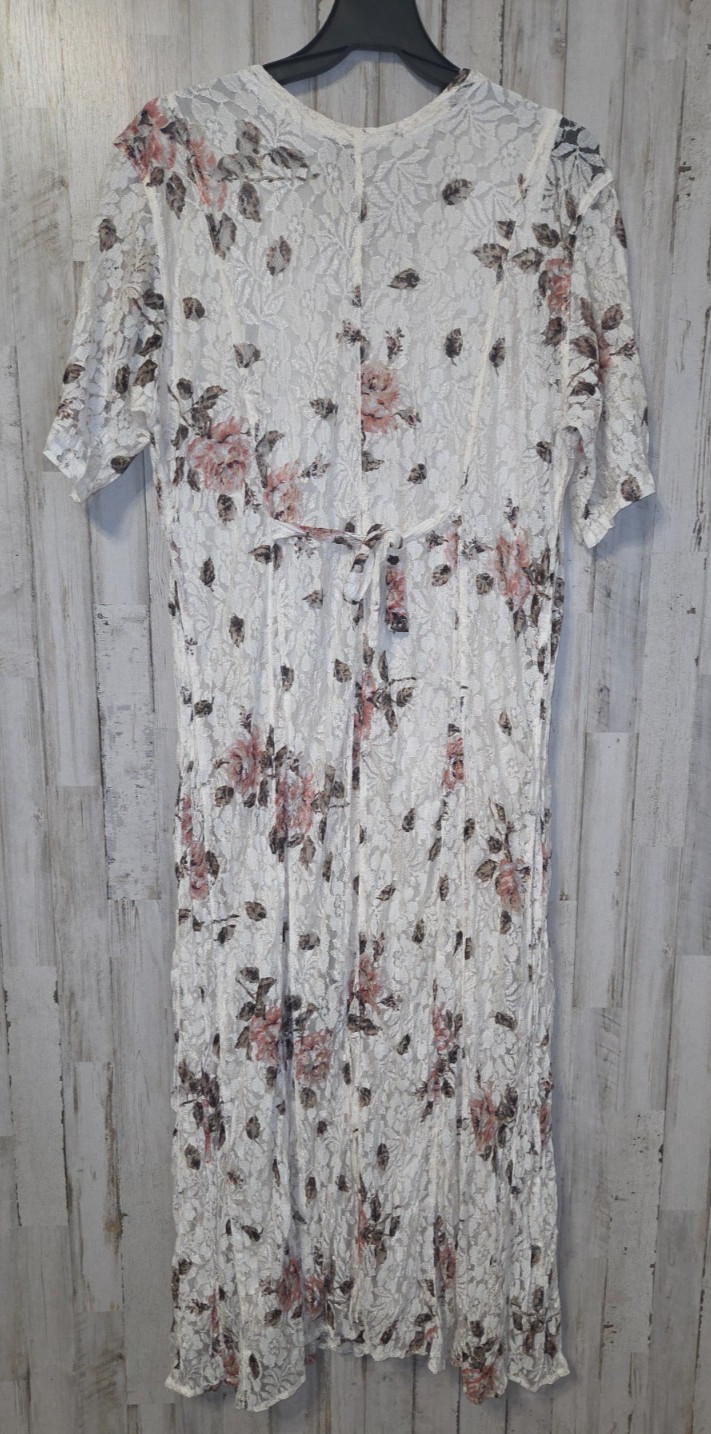 Vtg Retro Nostalgia size L Stretchy Lace Cottagecore Dress Flare Floral Long