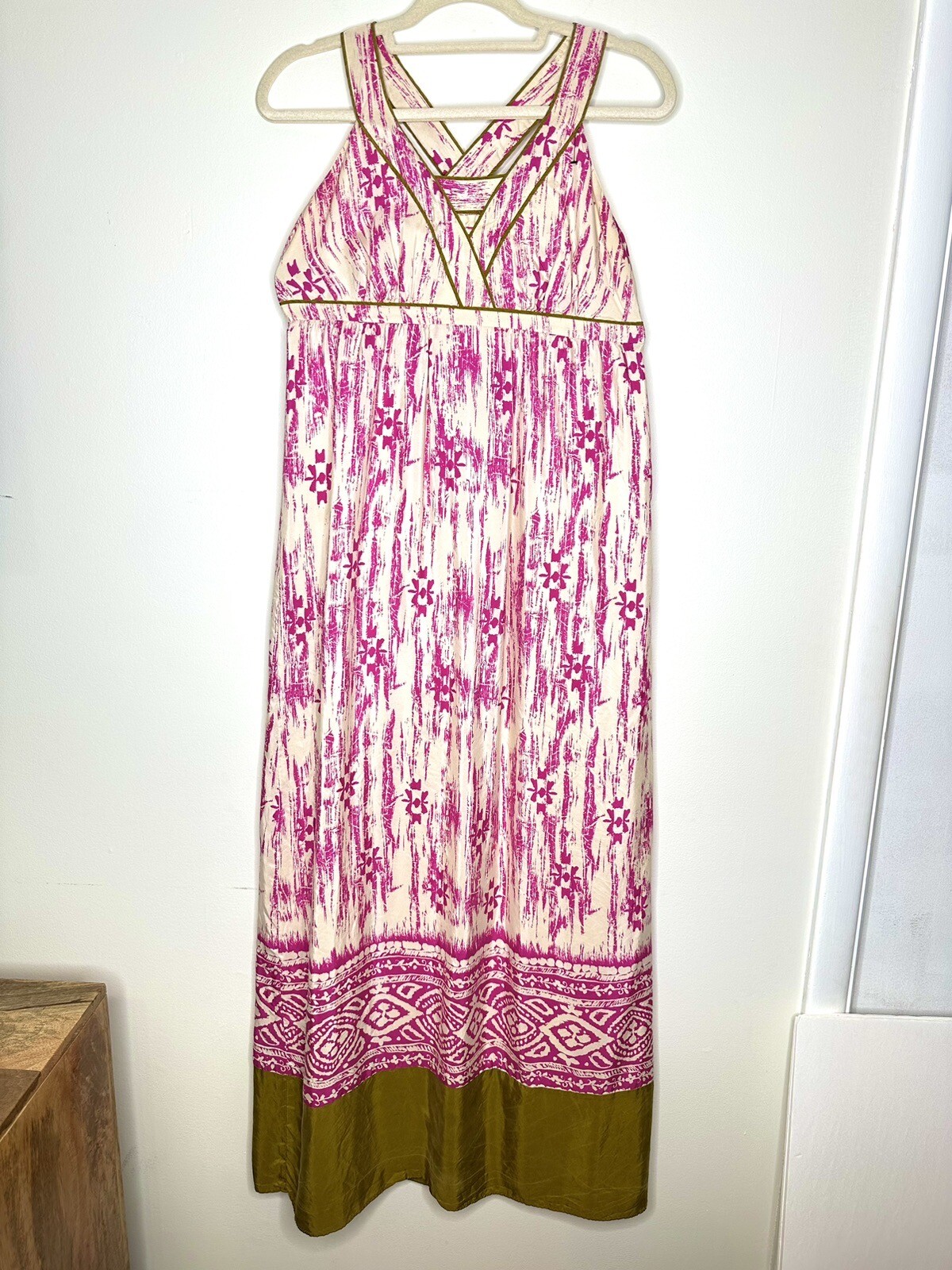 Ann Taylor Loft Silk Maxi Dress Criss-Cross Straps Sz 8 New Beautiful Colors Sft