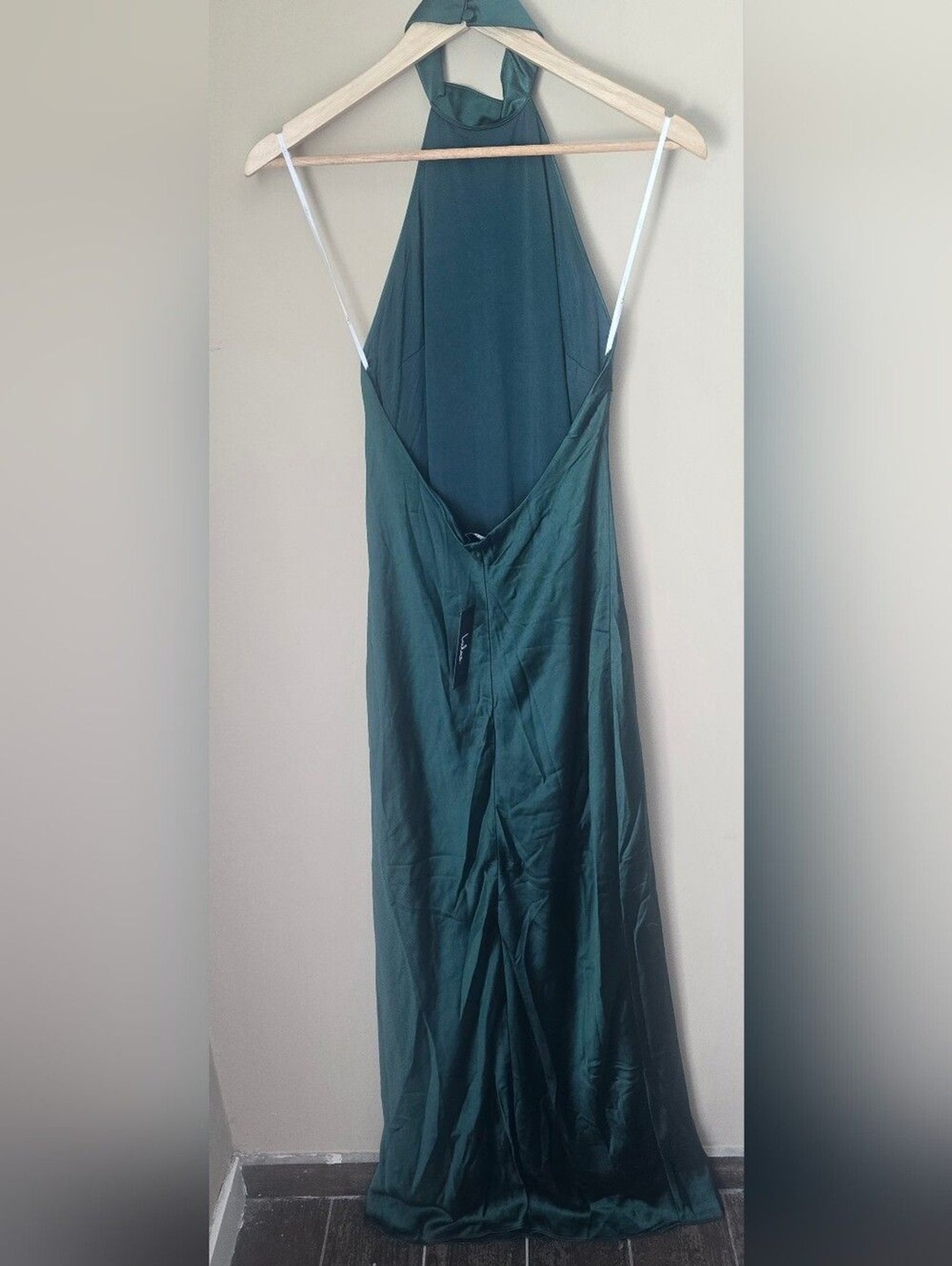 Lulus Love in Your Life Emerald Green Satin Halter Maxi Dress