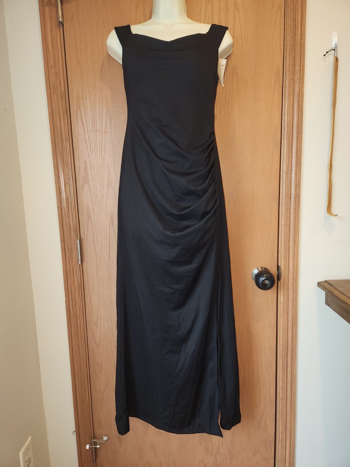 Shapewear Off-the-Shoulder Side Slit Slimming Black Maxi Dress Medium NWT