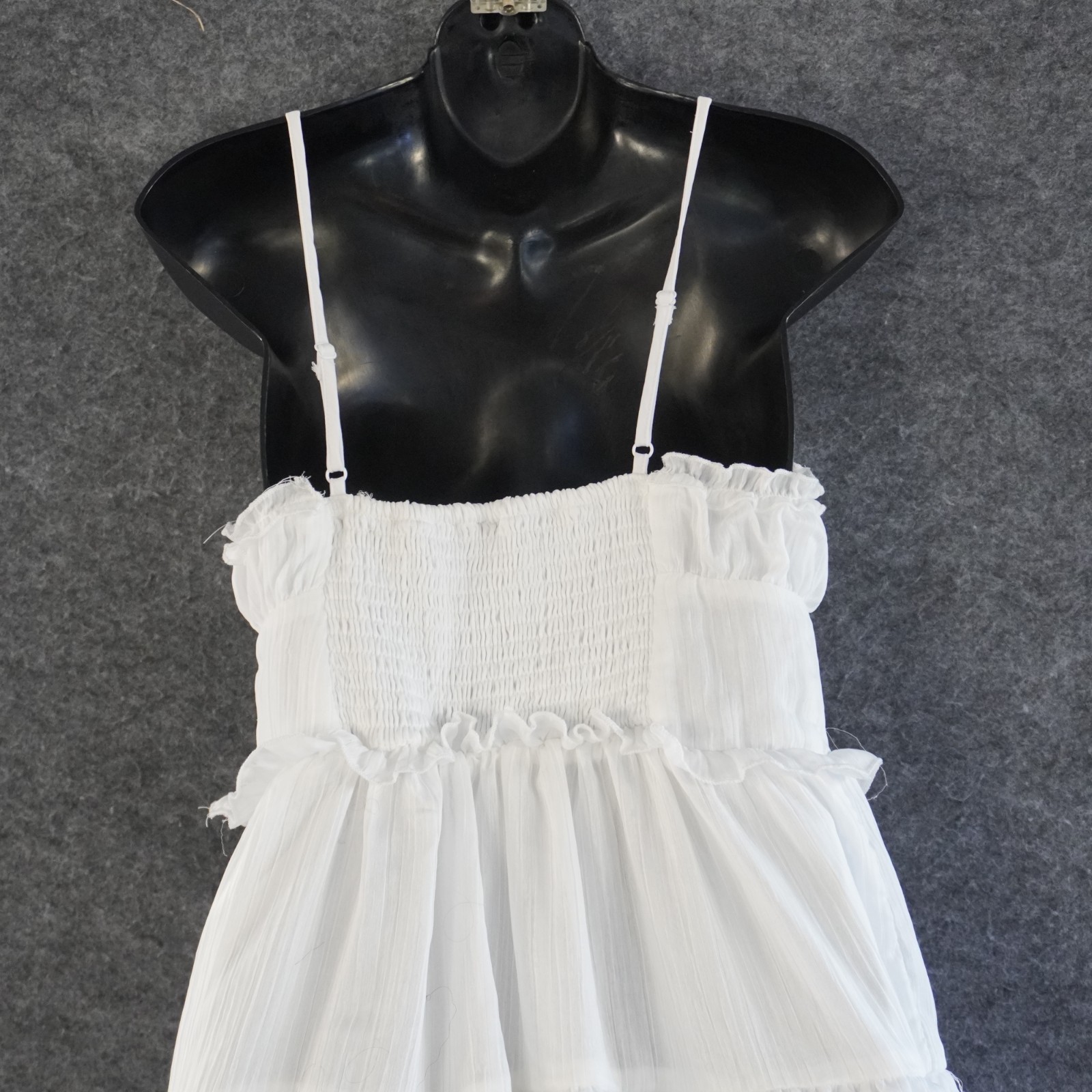 Wild Fable White Tiered Ruffle Mini Sundress M Medium Recycled Polyester Smocked