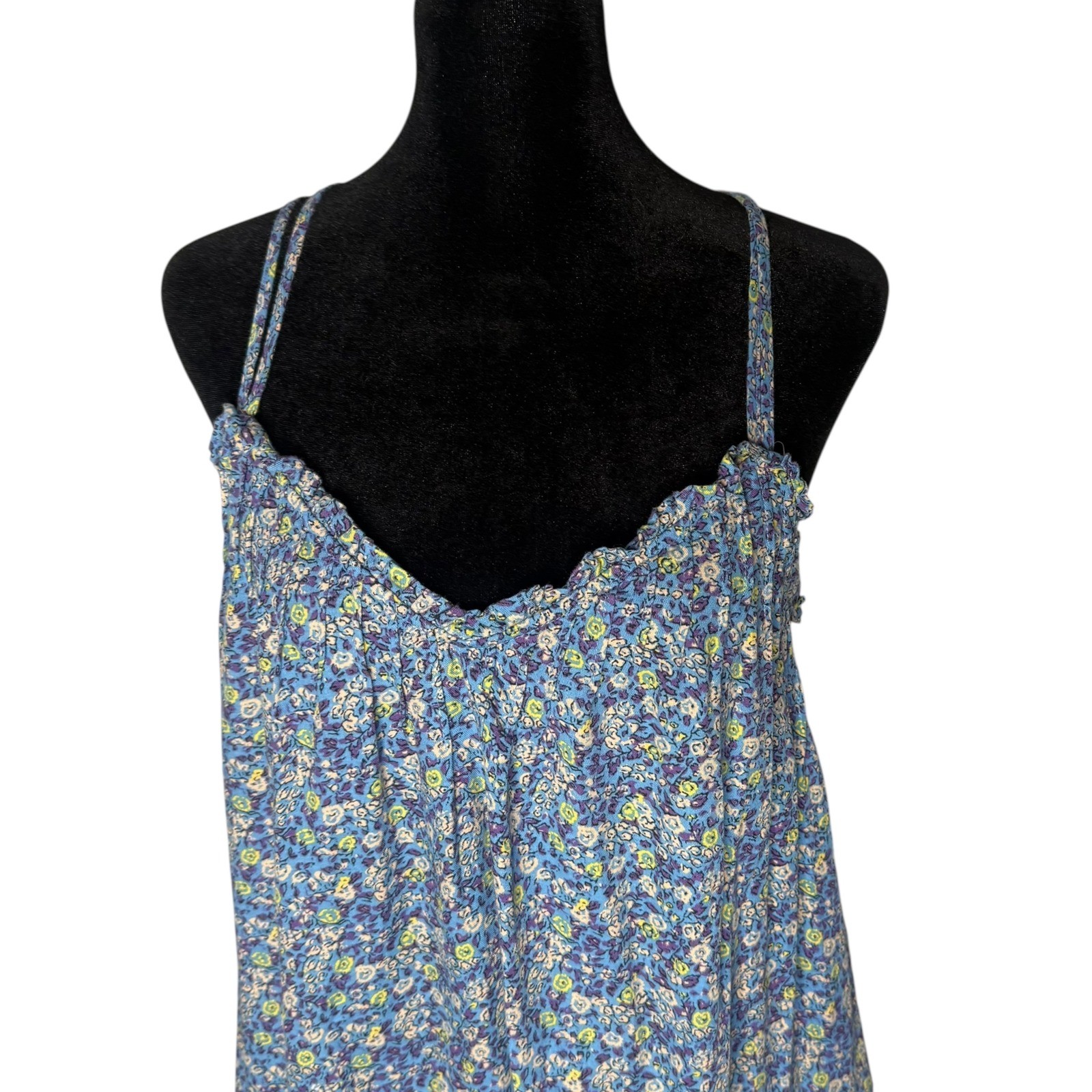 Universal Thread Tiered Mini Dress Size S Ditsy Floral Print Pockets Blue Ruffle