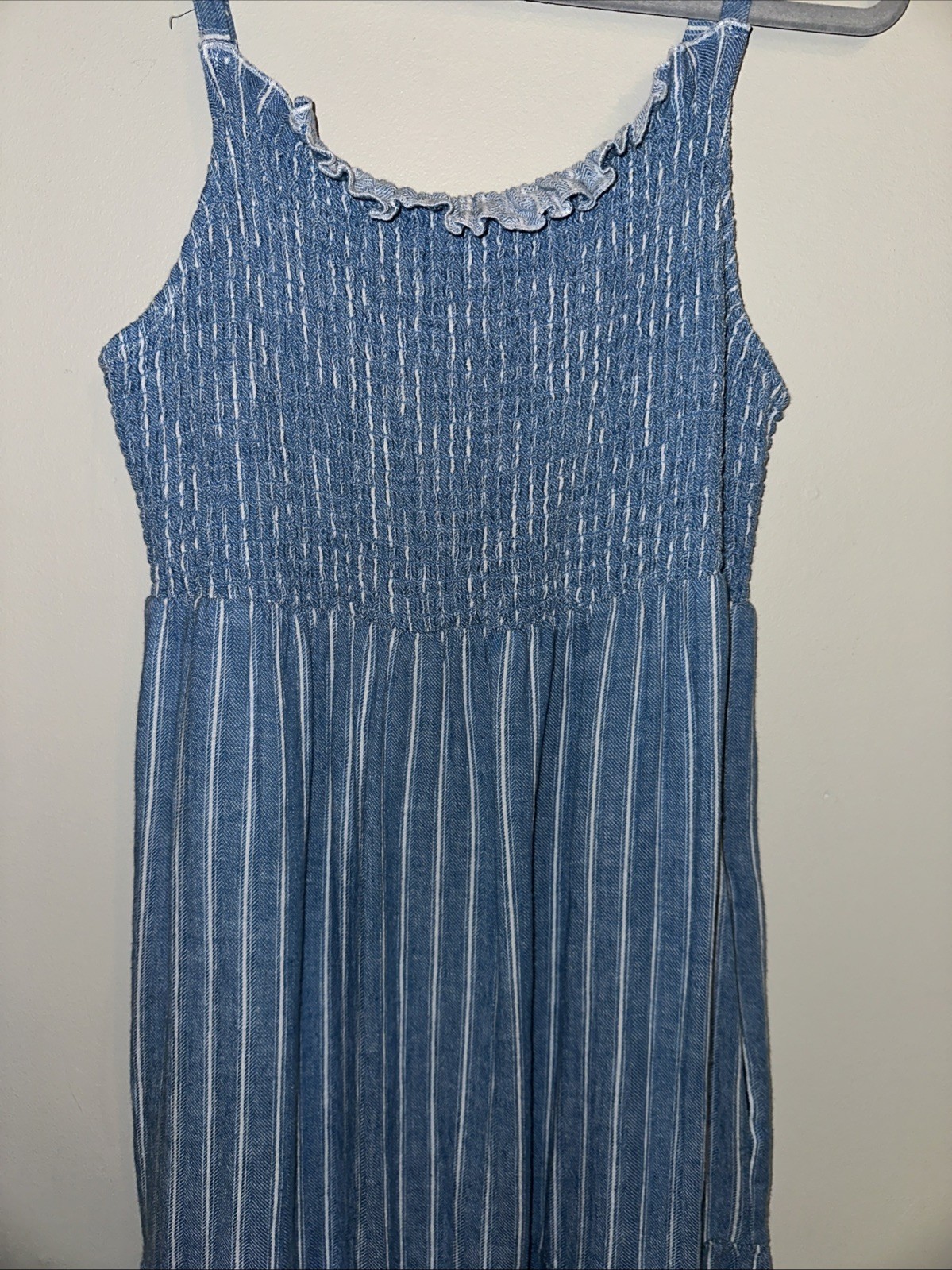 Isabel Maternity By Ingrid & Isabel Maxi Dress Womens M Blue Chambray Smocked