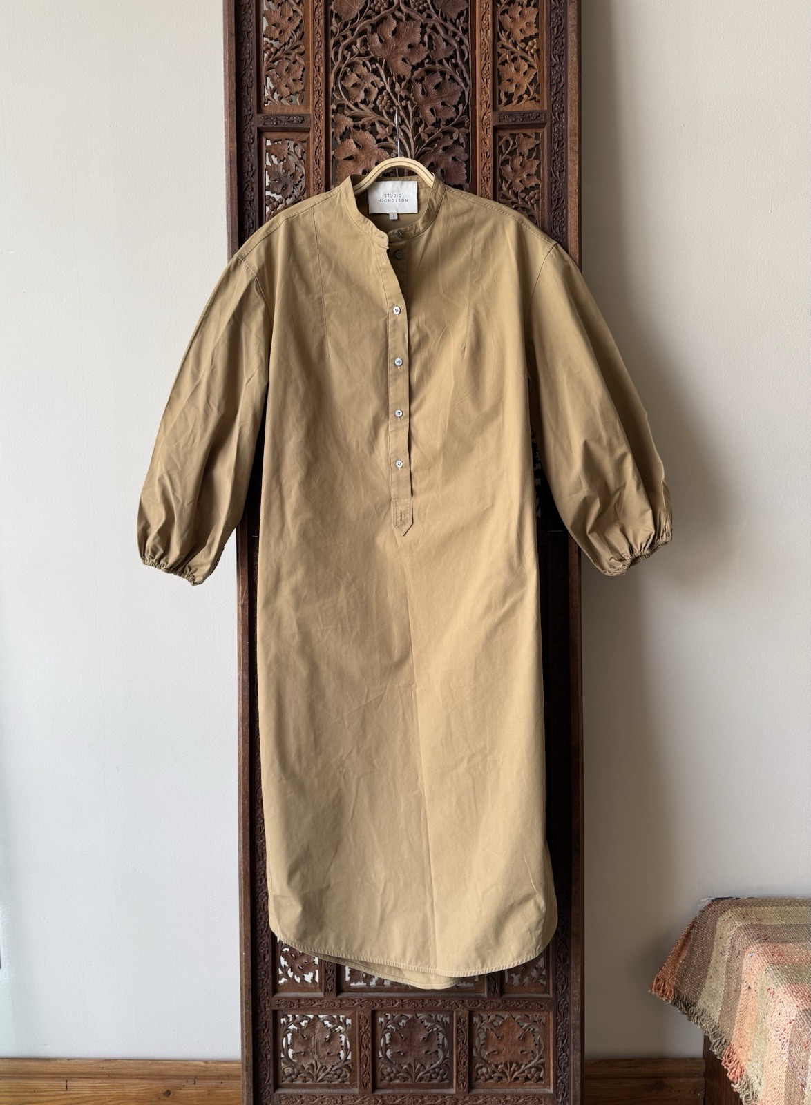 Studio Nicholson Cotton Poplin Villeroy Shift Dress Mid Length Sz 1 S