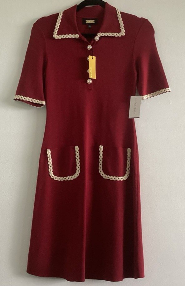 Alexia Admor Piper Short Sleeve Knit Dress S | Burgundy NWT