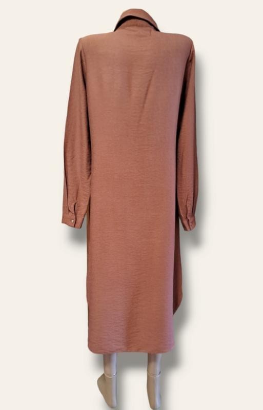 Minimalist Brown Collared Button Up MIDI Dress Size 38