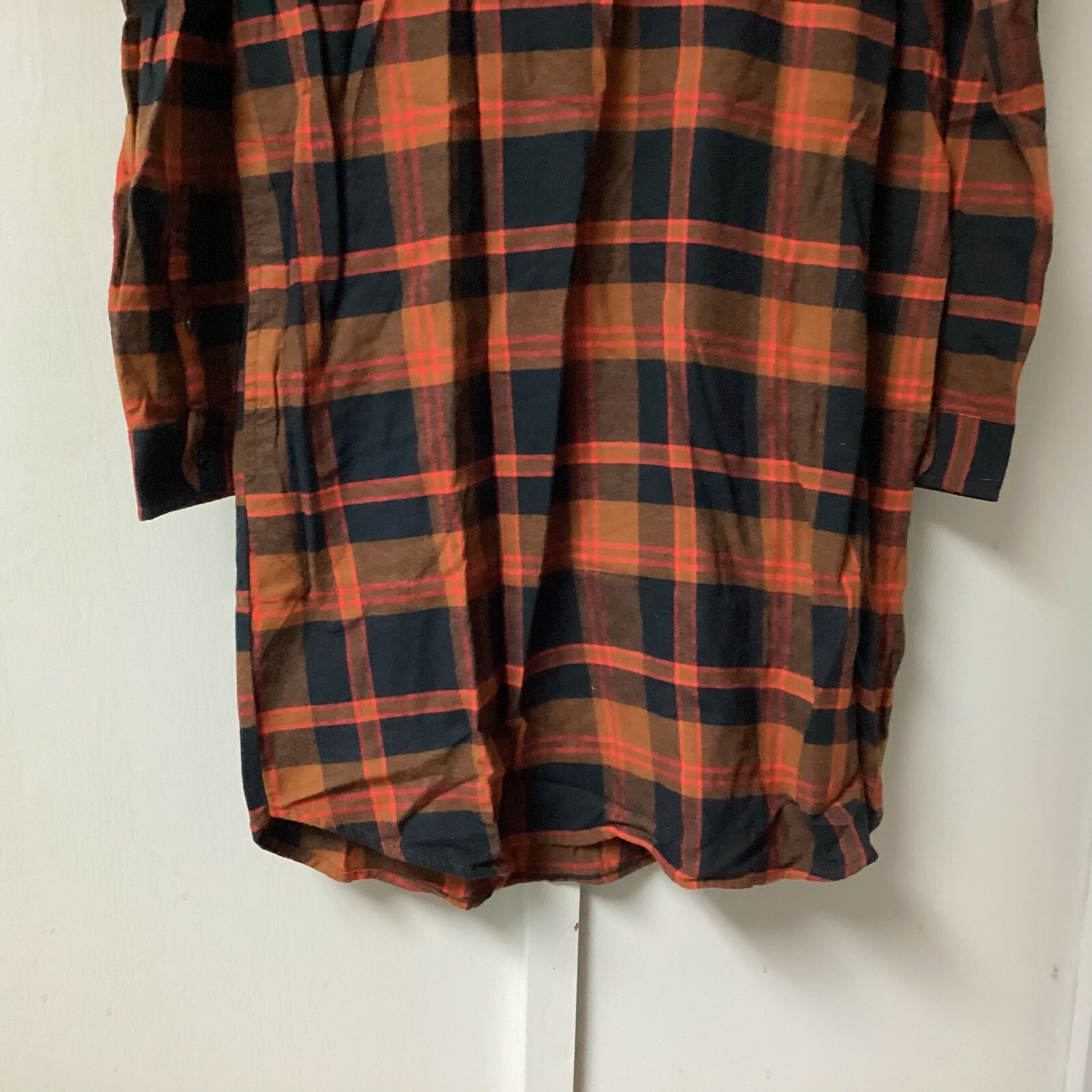 Goodthreads Women Medium Rustic Flannel Long-Sleeve Popover Shirt Dress Pock New